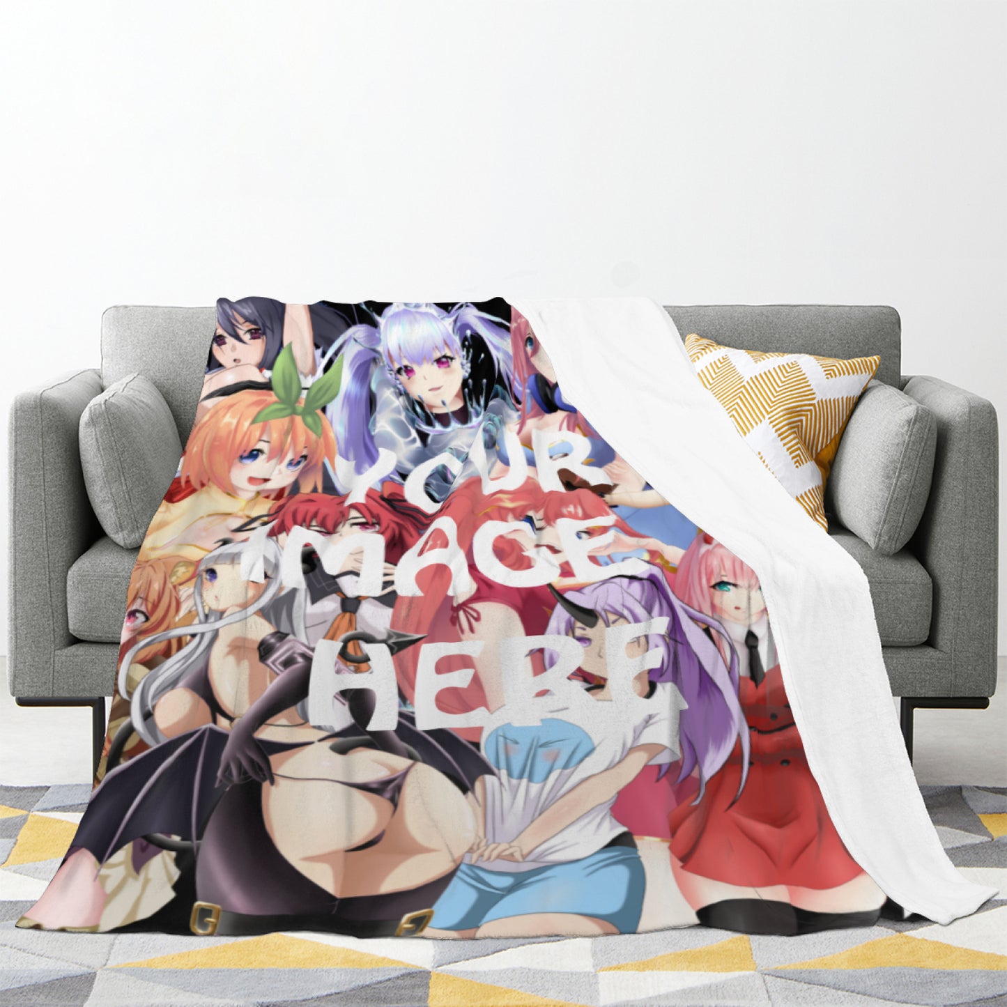 Custom Dakimakura Blanket Personalized Waifu Anime Art Photo Flannel Blanket Gifts