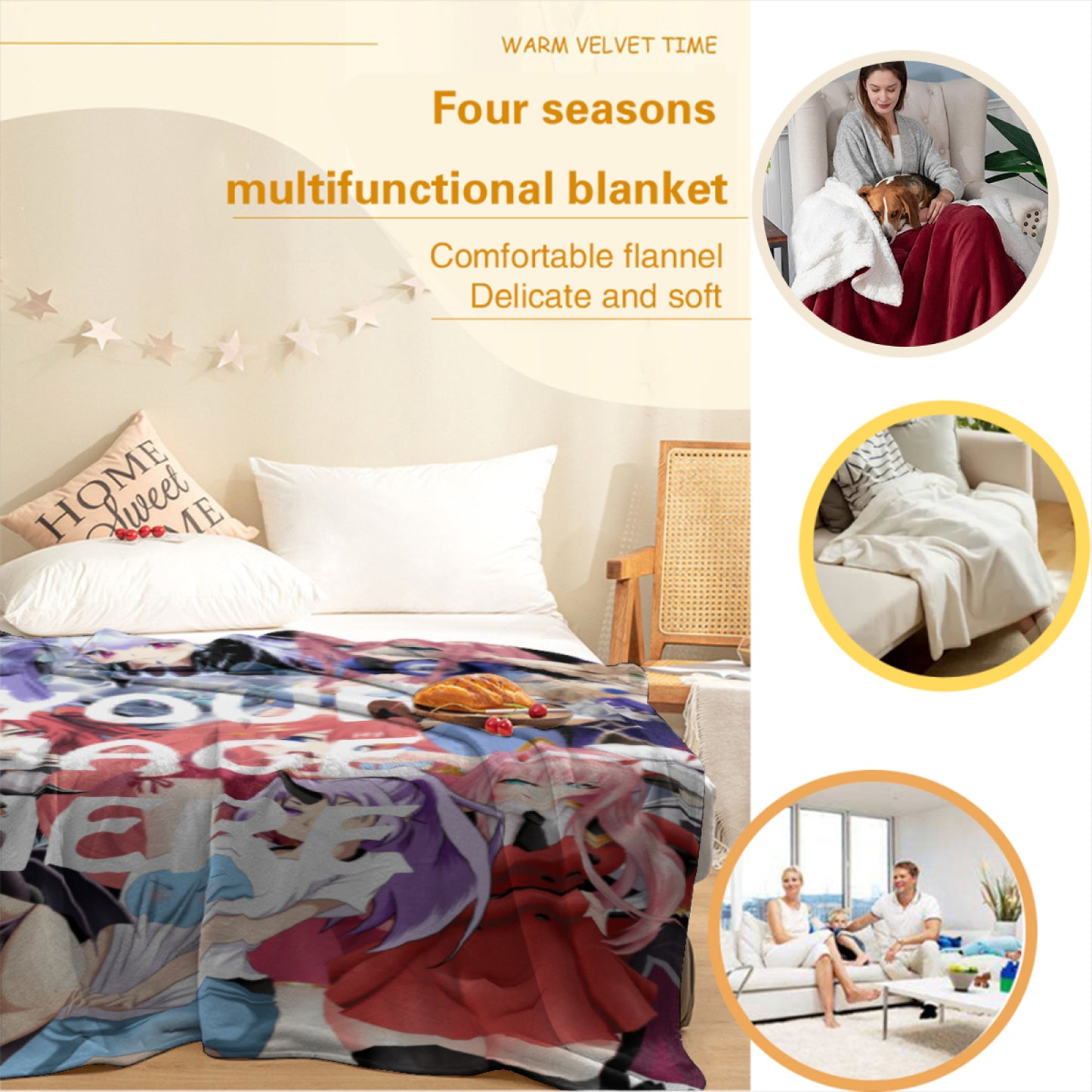 Custom Dakimakura Blanket Personalized Waifu Anime Art Photo Flannel Blanket Gifts