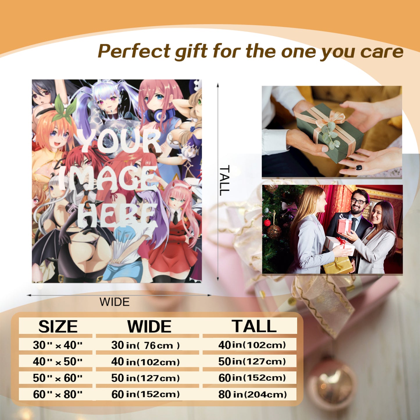 Custom Dakimakura Blanket Personalized Waifu Anime Art Photo Flannel Blanket Gifts