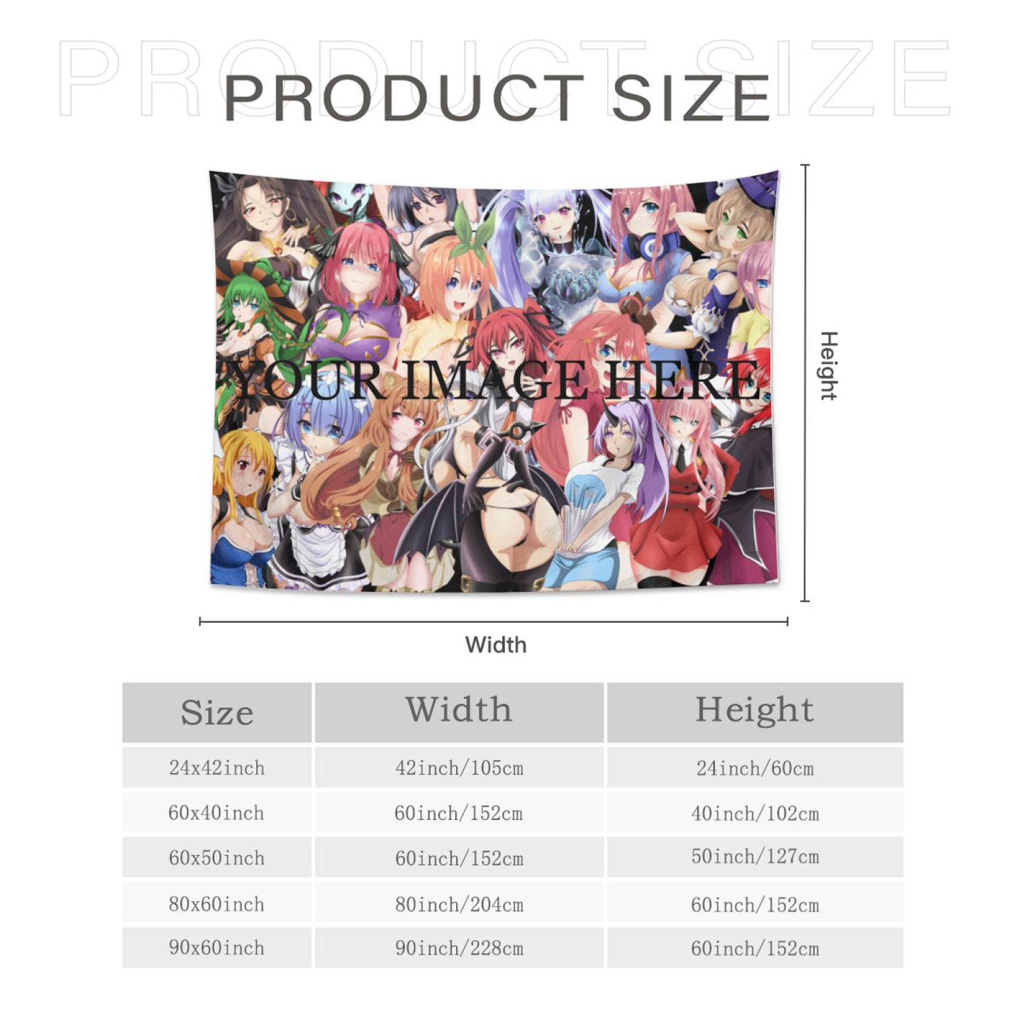 Custom Dakimakura Tapestry Personalized Waifu Anime Art Tapestry Gifts