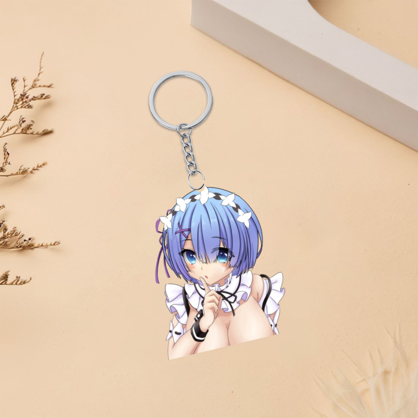 Custom Dakimakura Keychain Personalized Waifu Anime Art Solid Wood Keychain Gifts(Wood))