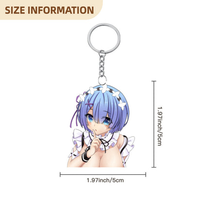 Custom Dakimakura Keychain Personalized Waifu Anime Art Solid Wood Keychain Gifts(Wood))