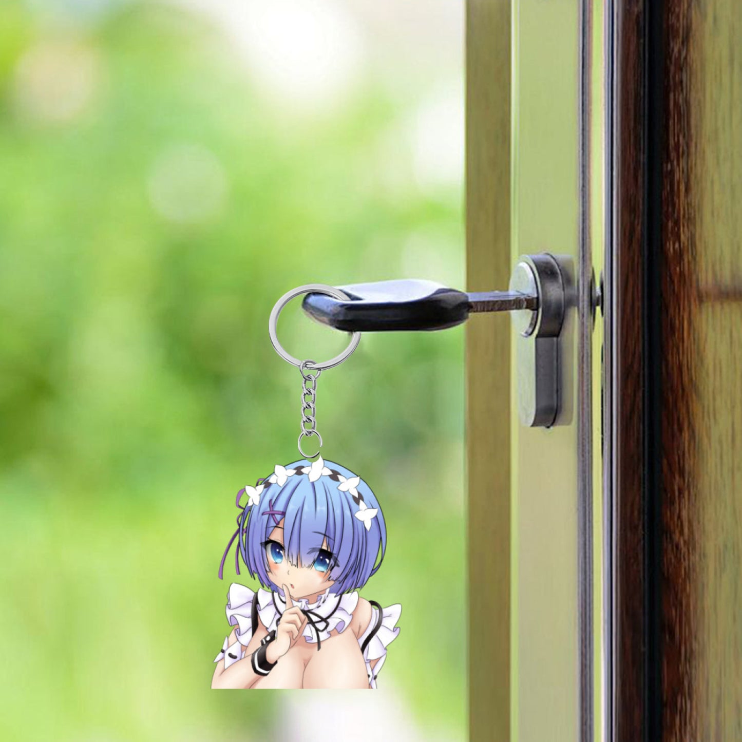 Custom Dakimakura Keychain Personalized Waifu Anime Art Solid Wood Keychain Gifts(Wood))