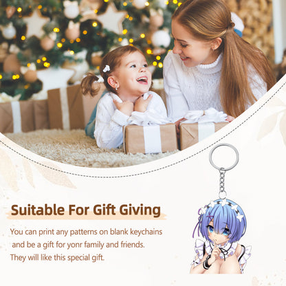 Custom Dakimakura Keychain Personalized Waifu Anime Art Solid Wood Keychain Gifts(Wood))