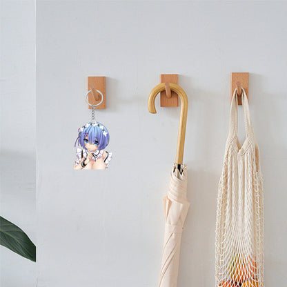 Custom Dakimakura Keychain Personalized Waifu Anime Art Solid Wood Keychain Gifts(Wood))